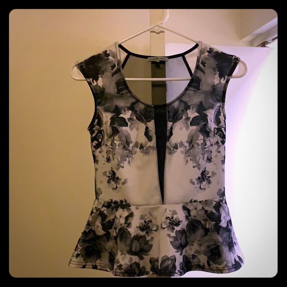 Mesh peplum floral top